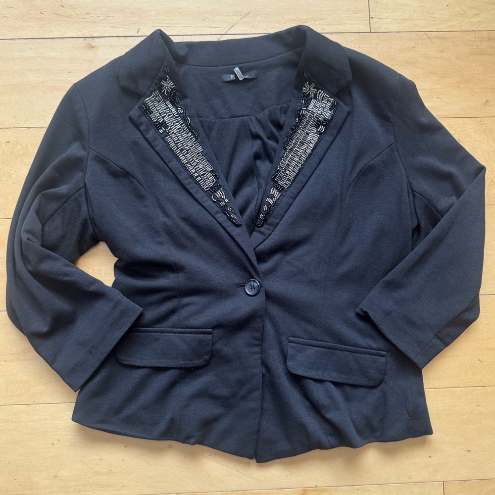 Monteau Women's Blazer Black Beaded Professional Work Office Suit Formal, Sz Med - Picture 9 of 9
